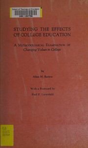Front cover of Studying the effects of college education by Allen H. Barton