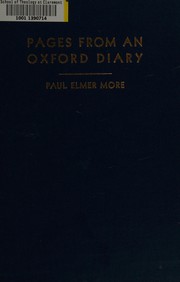 Front cover of Pages from an Oxford diary by More, Paul Elmer