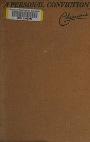 Cover of A personal conviction by Lord Charnwood