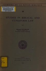 Front cover of Studies in Biblical and cuneiform law by Raymond Westbrook