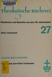 Cover of Grundrisse zum Alten Testament by Julius Wellhausen