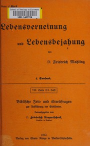 Front cover of Lebensverneinung und Lebensbejahung by Mahling, Friedrich