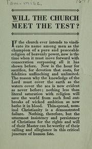 Cover of Will the church meet the test? by Unknown