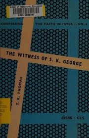 Front cover of The witness of S.K. George by T. K. Thomas