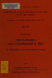 Front cover of Untersuchungen zum Gottesbescheid in Mari by Edward Noort