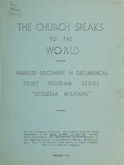 Front cover of The church speaks to the world by World Council of Churches. Department of Study