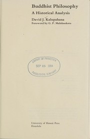 Front cover of Buddhist philosophy by David J. Kalupahana