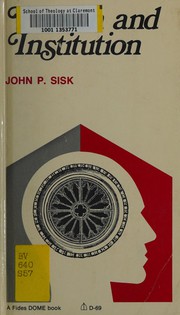Front cover of Person and institution by John P. Sisk