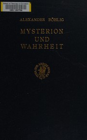 Front cover of Mysterion Und Wahrheit by A. Bohlig