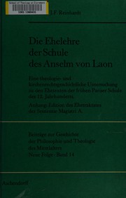 Front cover of Die Ehelehre der Schule des Anselm von Laon by Heinrich J. F. Reinhardt