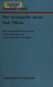 Cover of Der theologische Ansatz Paul Tillichs by Joachim Track