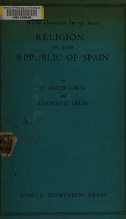 Front cover of Religion in the republic of Spain by Carlos Araujo Garcia