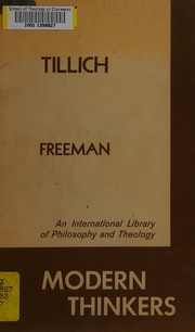 Cover of Tillich by David Hugh Freeman