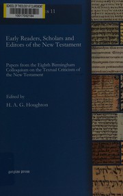 Front cover of Early Readers, Scholars and Editors of the New Testament by H. A. G. Houghton