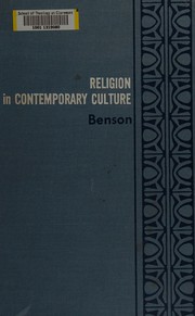 Front cover of Religion in contemporary culture by Purnell Handy Benson