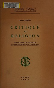Front cover of Critique et religion by Henry Duméry