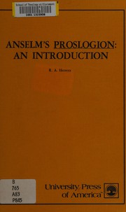 Cover of Anselm's Proslogion by R. A. Herrera