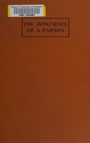 Front cover of The impatience of a parson by H. R. L. Sheppard