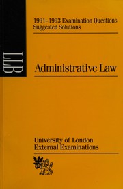 Front cover of Administrative law: 1991-1993 examination questions by Holborn Law Tutors