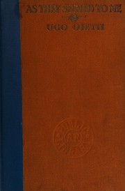 Front cover of As they seemed to me by Ugo Ojetti