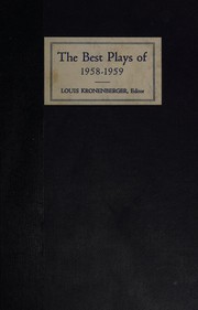 Cover of Best plays of 1958-1959 by Louis Kronenberger