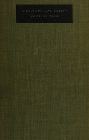 Cover of Biographical notes by Finley, John H.