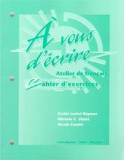 Front cover of Workbook to accompany A vous d'ecrire by Gisele Loriot-Raymer