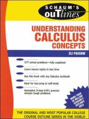 Front cover of Schaum's outline of theory and problems of understanding calculus concepts by Eli Passow