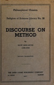 Front cover of Discourse on the method of rightly conducting the reason, and seeking truth in the sciences by René Descartes