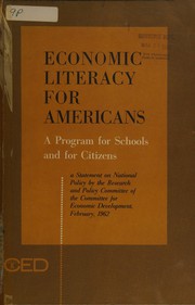 Cover of Economic literacy for Americans by Committee for Economic Development.