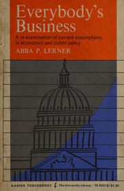 Front cover of Everybody's business by Abba P. Lerner