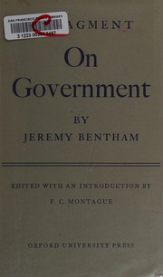 Front cover of A fragment on government by Jeremy Bentham