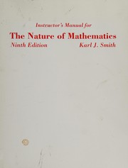 Front cover of Instructor's manual for the nature of mathematics by Karl J. Smith