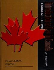 Cover of Introduction to law in Canada by Laurence M. Olivo