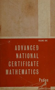 Cover of Advanced national certificate mathematics by J. Pedoe