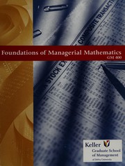 Front cover of Foundations of managerial mathematics by Michael P. Wegman