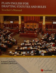 Front cover of Plain English for drafting statutes and rules by Robert J. Martineau