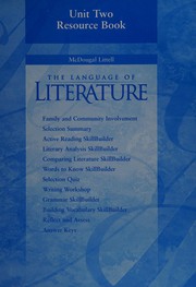 Front cover of The language of literature--Grade 10--Unit Two Resource Book by McDougal Littell