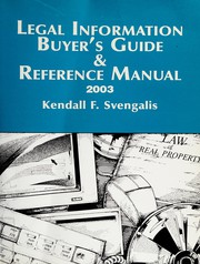 Cover of The legal information buyer's guide and reference manual 2003 by Kendall F. Svengalis