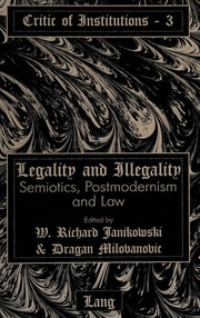 Cover of Legality and illegality by Dragan Milovanovic