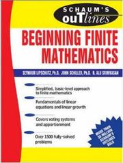Front cover of Schaum's Outline of Beginning Finite Mathematics (Schaum's Outline) by Seymour Lipschutz