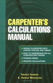 Front cover of Carpenter's Calculations Manual by R. Dodge Woodson