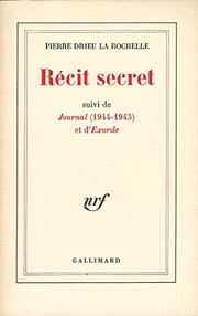 Cover of Récit secret by Pierre Drieu La Rochelle