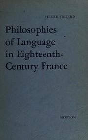 Front cover of Philosophies of language in eighteenth-century France by Pierre Juliard