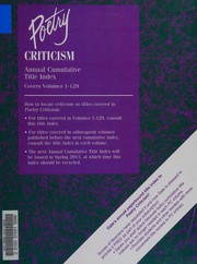 Cover of Poetry criticism by Unknown