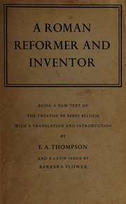 Cover of A Roman reformer and inventor by Thompson, E. A.