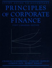 Front cover of Study guide to accompany Principles of corporate finance, first Canadian edition by Charles A. D'Ambrosio