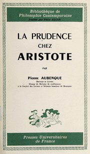 Cover of La prudence chez Aristote by Pierre Aubenque