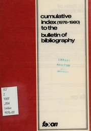 Front cover of Cumulative index (1976-1980) to the Bulletin of bibliography by Sandra Conrad