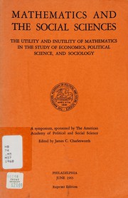 Front cover of Mathematics and the social sciences by James Clyde Charlesworth